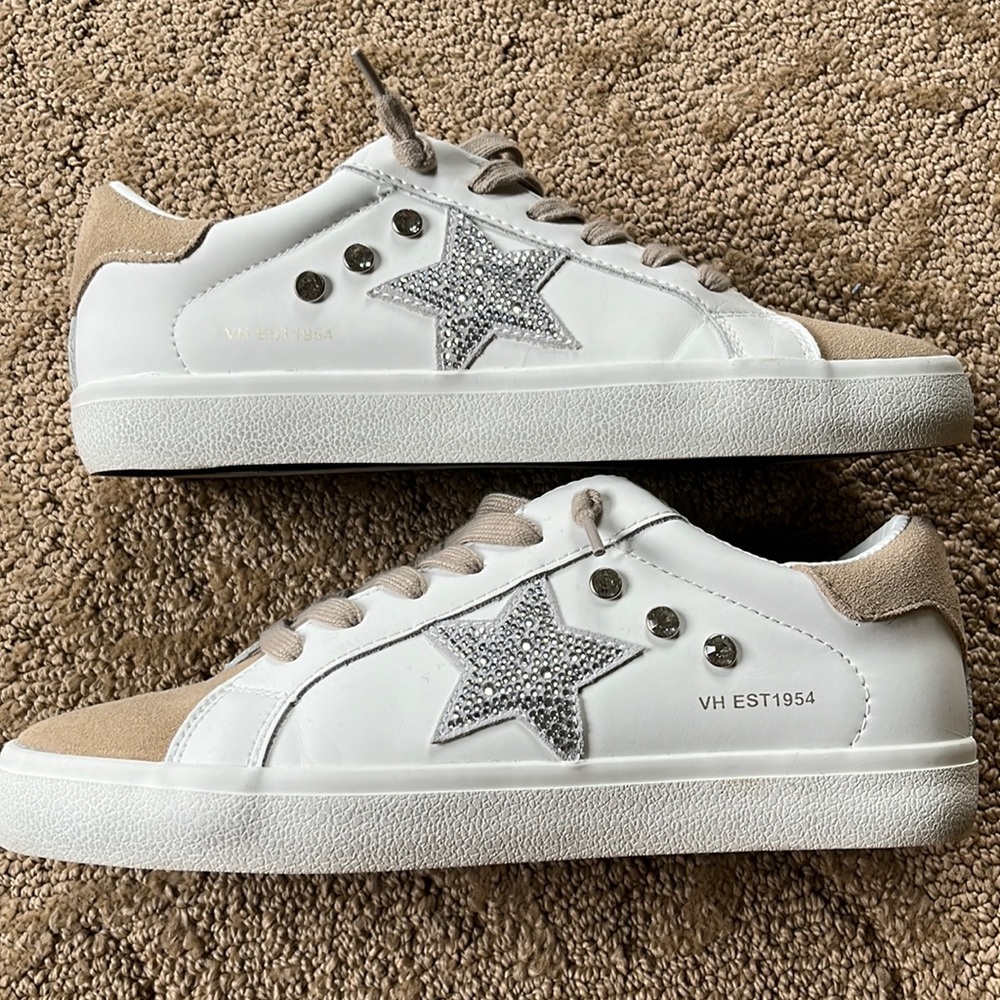 Vintage Havana Sneakers, Size 9, tan and white, worn once